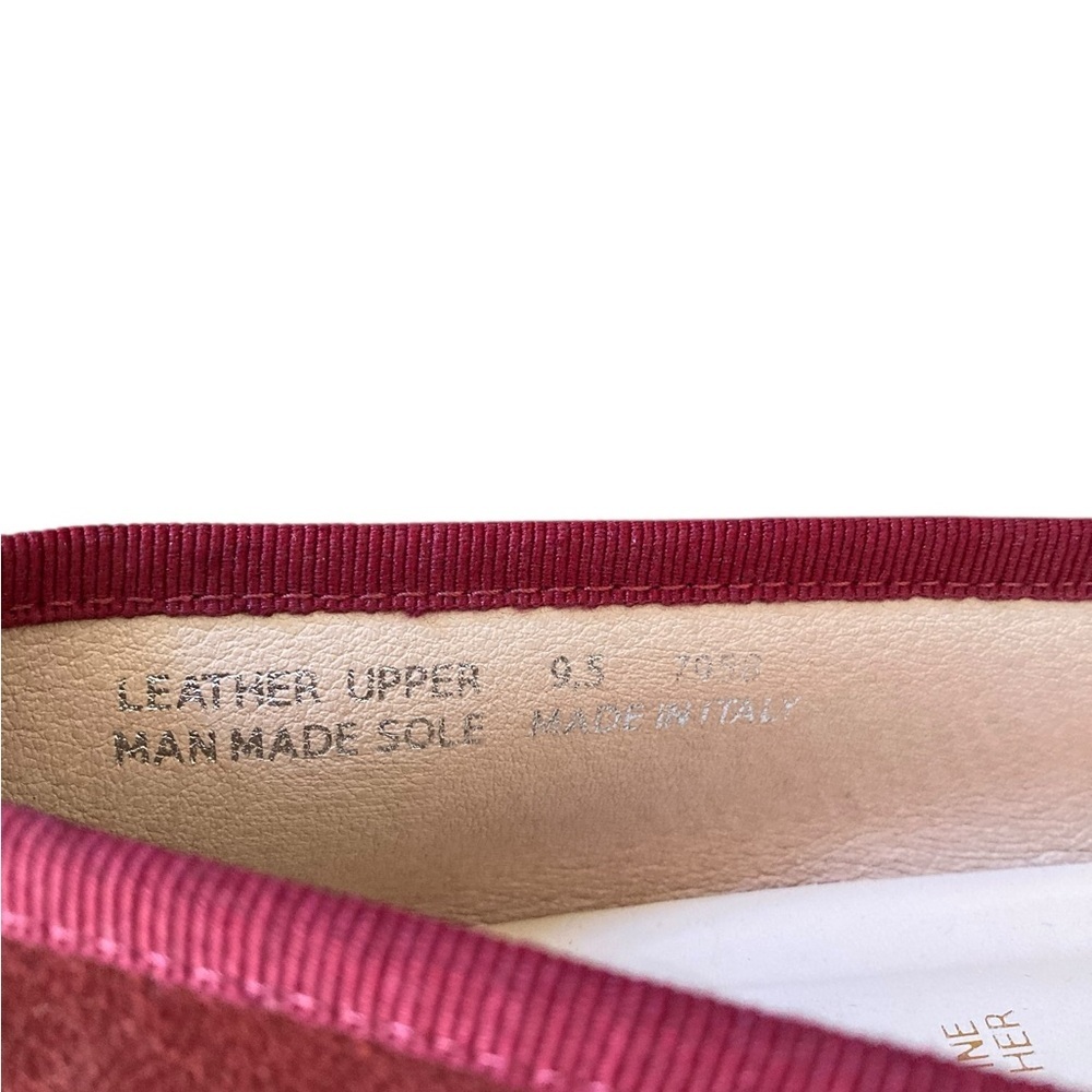 Avellini Burgundy Suede Ballet Flats Square Toe Buckle Size 9.5 - Picture 6 of 11